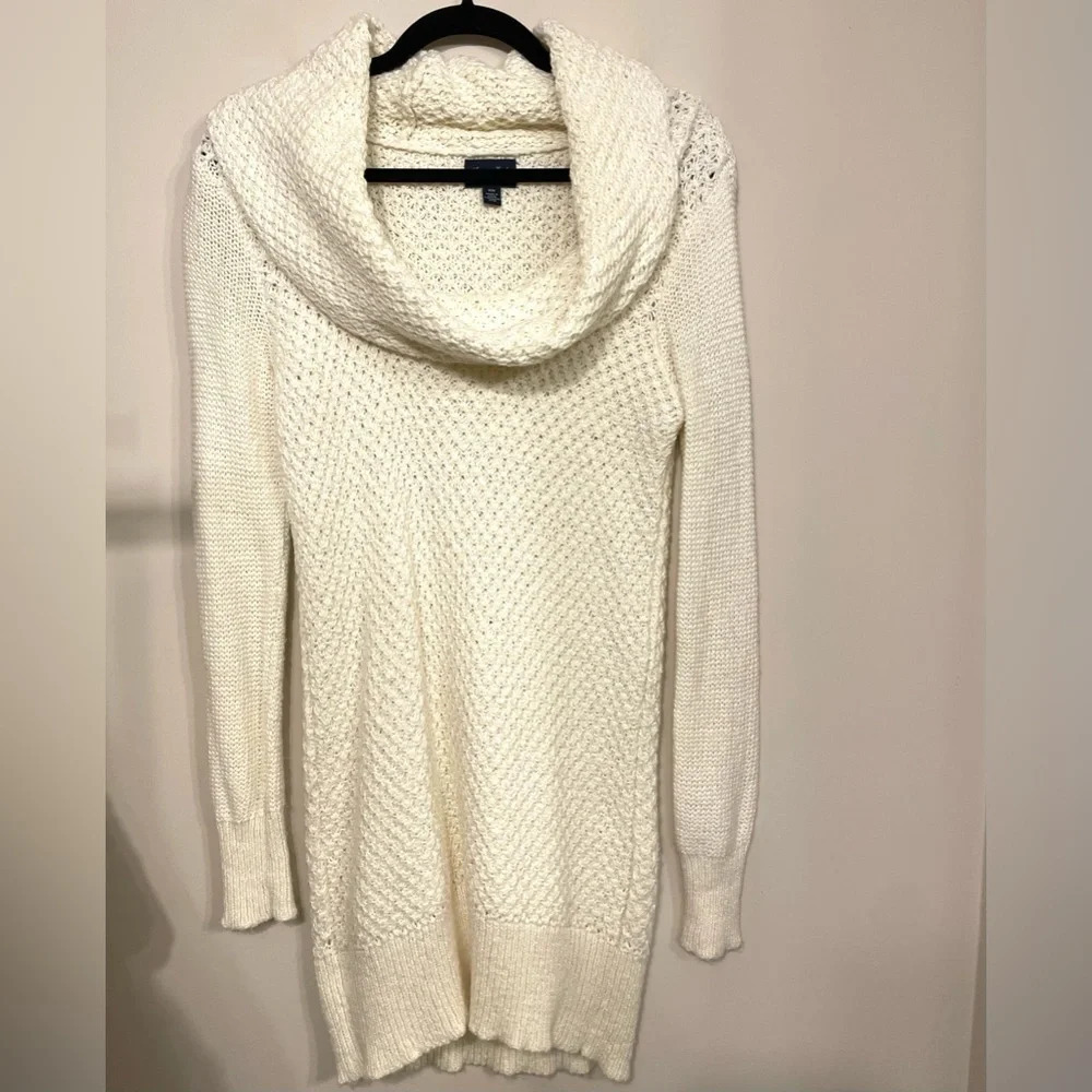 American Eagle Outfitters | Cream Cowl Neck Sweater Dress Tunic Size Medium